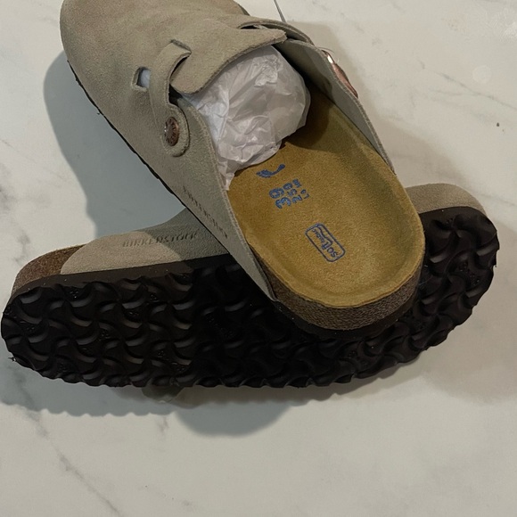 Birkenstock Boston Clogs Women's Taupe Size 8 Suede Slip-Ons - Picture 2 of 6